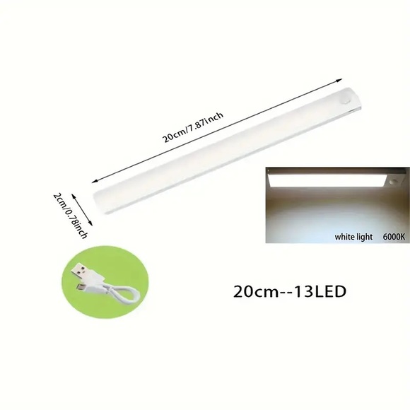 20 CM / 7.8 INCH Rechargeable Motion Sensor LED Cold White Light - Picture 2 of 6